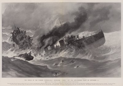 El Naufragio del Destructor de Torpedos Turbina Cobra frente a la Costa de Lincolnshire el 18 de septiembre de Fred T. Jane